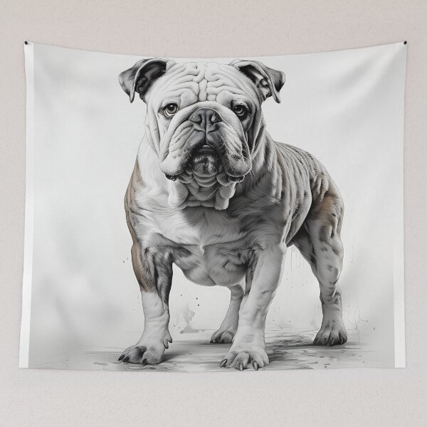 Item preview, English Bulldog Black and White Detailed Portrait designed and sold by GutyzDesignsES.