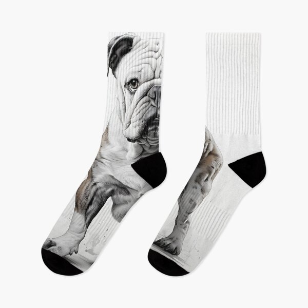 Item preview, English Bulldog Black and White Detailed Portrait designed and sold by GutyzDesignsES.
