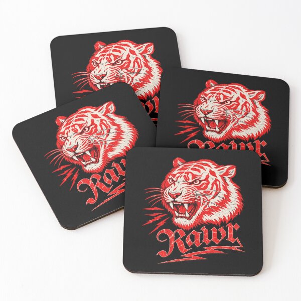 Item preview, Vintage Roaring Red Tiger Head Lightning Bolt Retro Tattoo Flash Art designed and sold by Machomanshop.