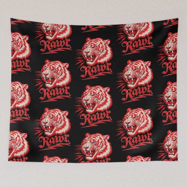 Item preview, Vintage Roaring Red Tiger Head Lightning Bolt Retro Tattoo Flash Art designed and sold by Machomanshop.