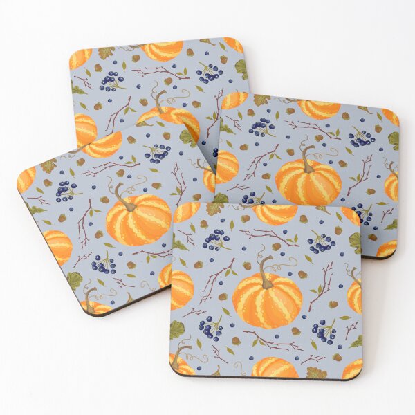 Item preview, Rustic Slate Blue Pumpkin Elderberry Autumn Harvest Pattern designed and sold by FestivityFinds.