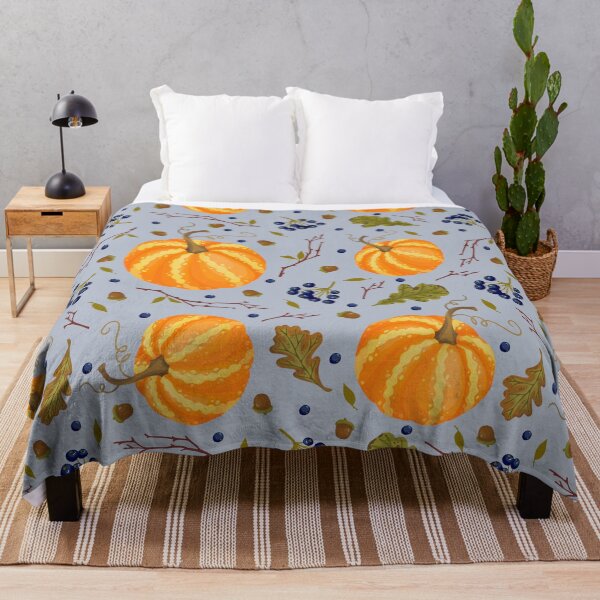 Item preview, Rustic Slate Blue Pumpkin Elderberry Autumn Harvest Pattern designed and sold by FestivityFinds.
