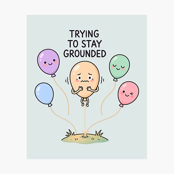 Item preview, Trying to Stay Grounded | Cute Kawaii Balloon Humor designed and sold by MrDev.