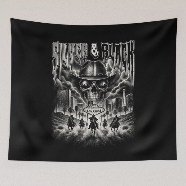 Item preview, Silver And Black Cowboy Skull Las Vegas Outlaws Western Desert Art designed and sold by SmithOscarShop.