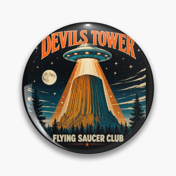Item preview, Devils Tower Flying Saucer Club Vintage UFO Wyoming National Monument  designed and sold by Zizo-DR44.