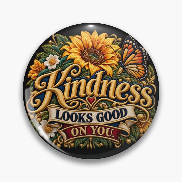 Item preview, Kindness Quote Floral Embroidery – Kindness Looks Good on You Butterfly Design designed and sold by Emoji Emblems.