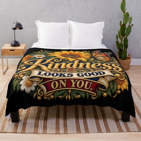 Item preview, Kindness Quote Floral Embroidery – Kindness Looks Good on You Butterfly Design designed and sold by Emoji Emblems.