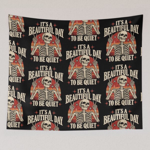 Item preview, It's A Beautiful Day To Be Quiet Skeleton Peace Sign Sarcastic Vintage Art designed and sold by Morbiusshop.