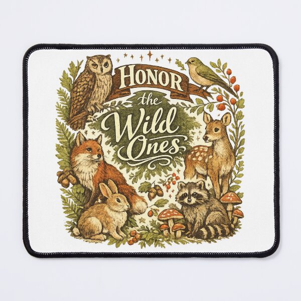 Item preview, Honor the Wild Ones Woodland Animals Cottagecore Forest Wildlife Nature Art designed and sold by inkoutninja.