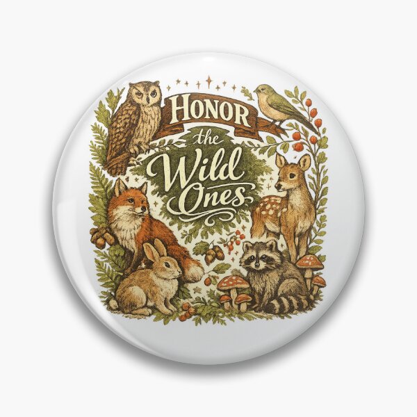 Item preview, Honor the Wild Ones Woodland Animals Cottagecore Forest Wildlife Nature Art designed and sold by inkoutninja.