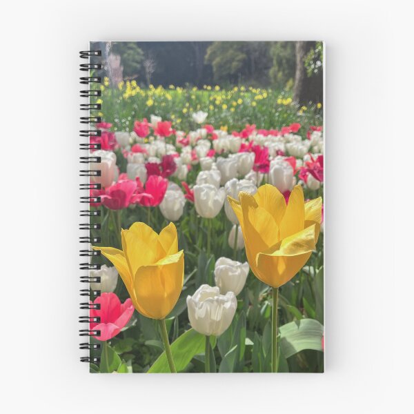 Item preview, Yellow Tulips in a Pink and White Spring Garden designed and sold by Be Captured by Brittany Emma.