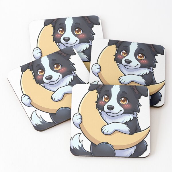 Item preview, Cute Border Collie Puppy Hugging Crescent Moon designed and sold by pumsquare.