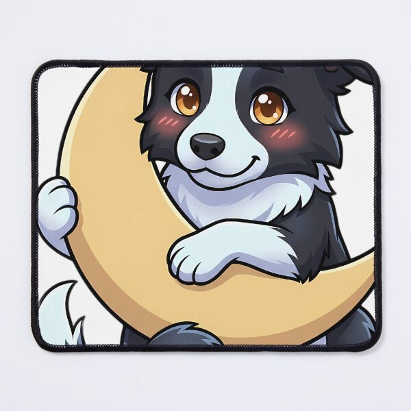 Item preview, Cute Border Collie Puppy Hugging Crescent Moon designed and sold by pumsquare.