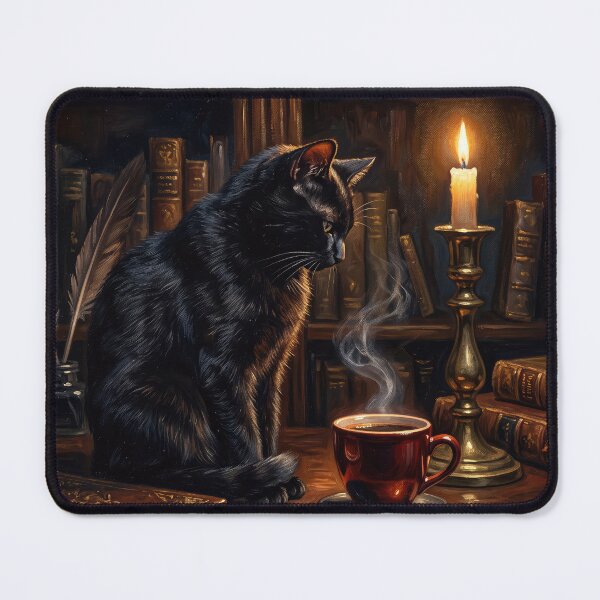 Item preview, Gothic Black Cat With Red Coffee Cup designed and sold by gelisyaarnold.