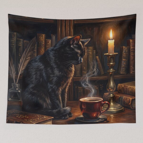 Item preview, Gothic Black Cat With Red Coffee Cup designed and sold by gelisyaarnold.