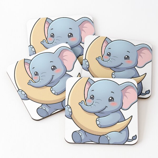 Item preview, Cute Baby Elephant Hugging Crescent Moon designed and sold by pumsquare.