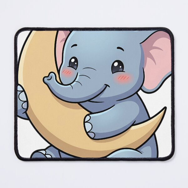 Item preview, Cute Baby Elephant Hugging Crescent Moon designed and sold by pumsquare.