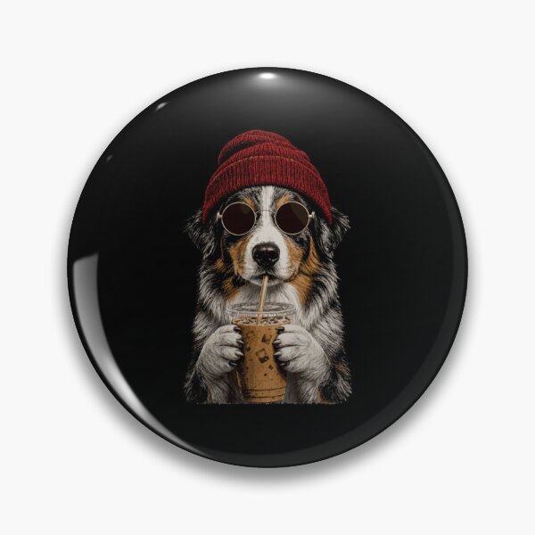 Item preview, Australien Shepherd Dog Hipster Iced Coffee Funny Aussie designed and sold by DunciOcukino.