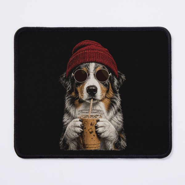 Item preview, Australien Shepherd Dog Hipster Iced Coffee Funny Aussie designed and sold by DunciOcukino.