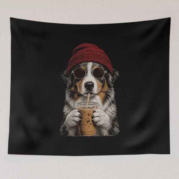 Item preview, Australien Shepherd Dog Hipster Iced Coffee Funny Aussie designed and sold by DunciOcukino.