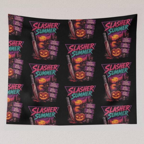 Item preview, Slasher Summer Camp 80s Retro Synthwave Horror Lake Art designed and sold by Morbiusshop.