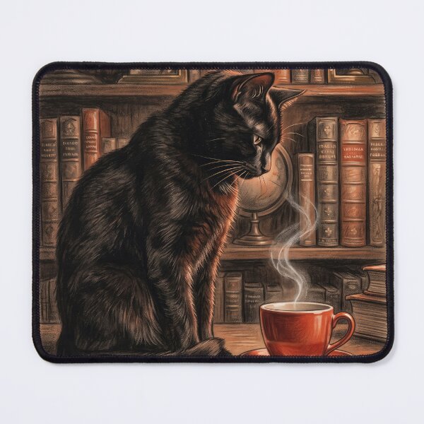 Item preview, Vintage Charcoal Sketch Black Cat Coffee designed and sold by gelisyaarnold.