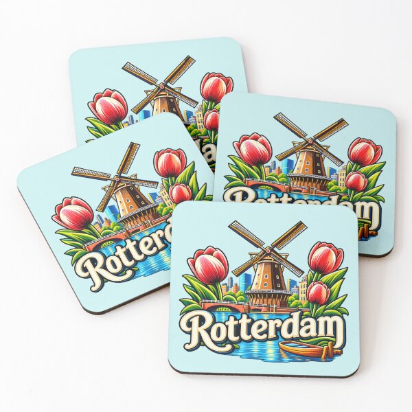 Item preview, Rotterdam, Netherlands - Windmill & Tulips Design designed and sold by Myra365Art.