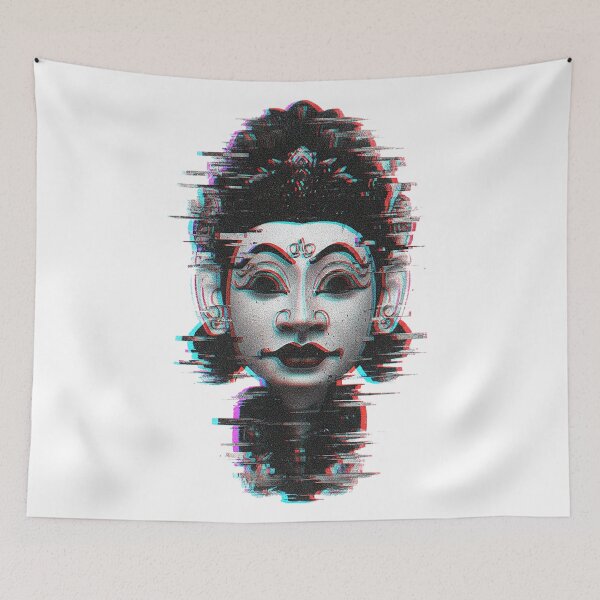 Item preview, Glitch Art Tribal Deity – Cyberpunk Ancient Mask Digital Art designed and sold by cannsuh.