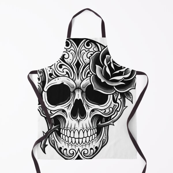 Item preview, Blackwork Skull and Black Rose Tattoo Flash designed and sold by IllumeInk.