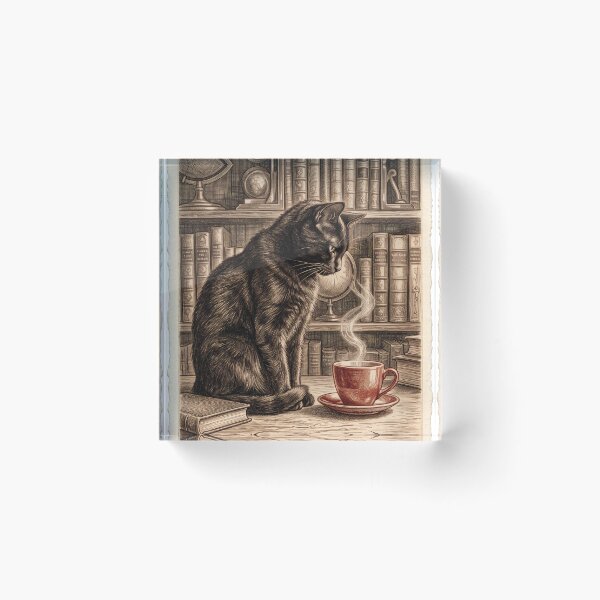 Item preview, Antique Copperplate Etching Black Cat Art designed and sold by gelisyaarnold.