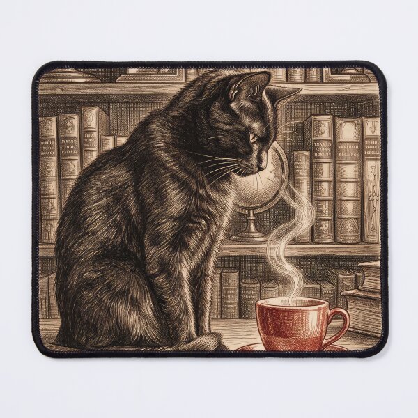 Item preview, Antique Copperplate Etching Black Cat Art designed and sold by gelisyaarnold.