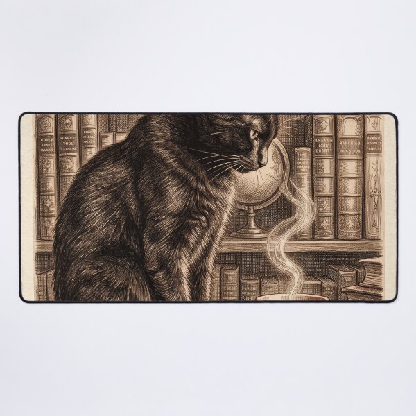 Item preview, Antique Copperplate Etching Black Cat Art designed and sold by gelisyaarnold.
