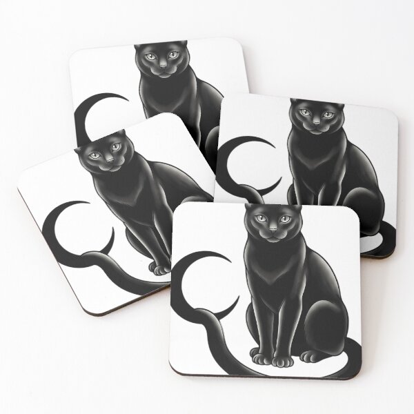 Item preview, Blackwork Black Cat and Crescent Moon Tattoo Flash designed and sold by IllumeInk.
