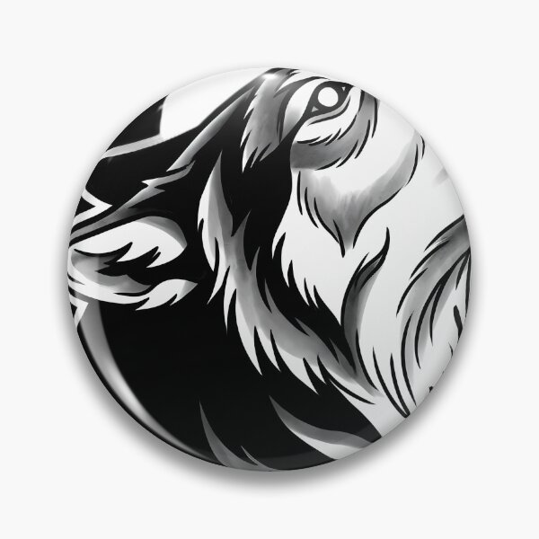 Item preview, Blackwork Howling Wolf and Full Moon Tattoo Flash designed and sold by IllumeInk.