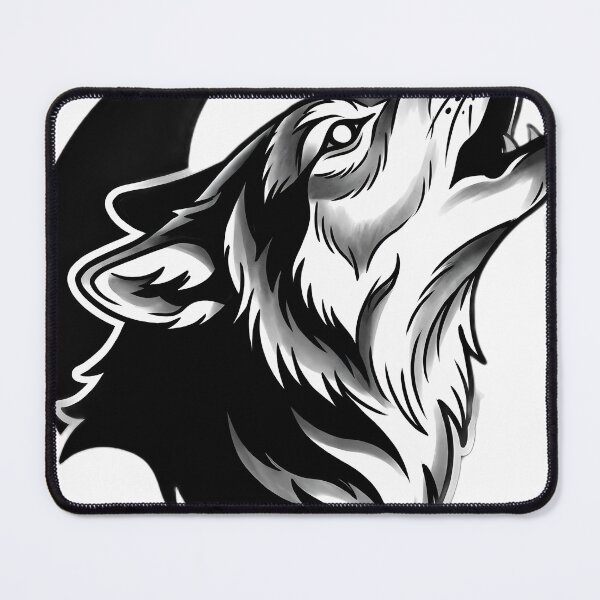 Item preview, Blackwork Howling Wolf and Full Moon Tattoo Flash designed and sold by IllumeInk.