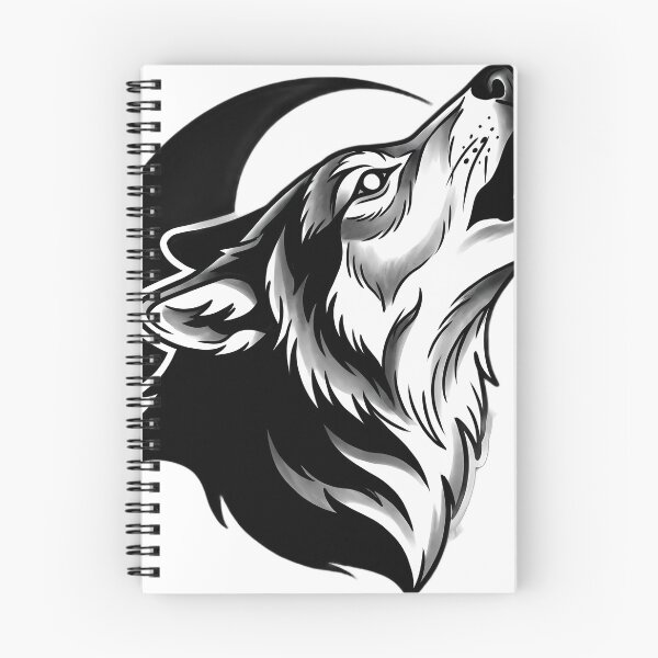Item preview, Blackwork Howling Wolf and Full Moon Tattoo Flash designed and sold by IllumeInk.