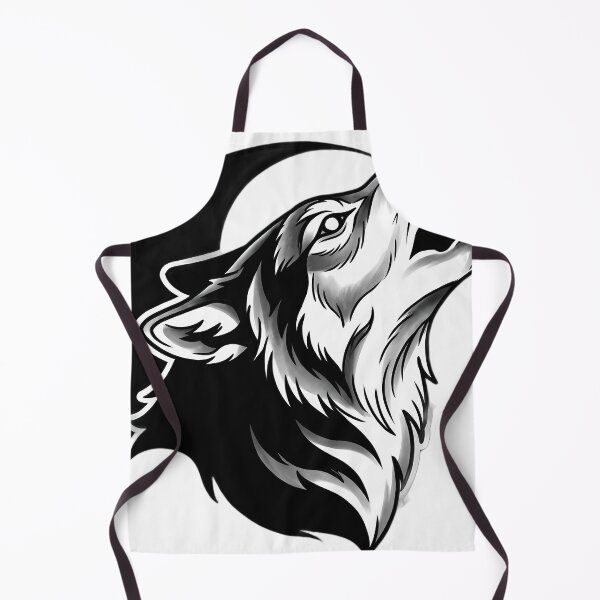 Item preview, Blackwork Howling Wolf and Full Moon Tattoo Flash designed and sold by IllumeInk.