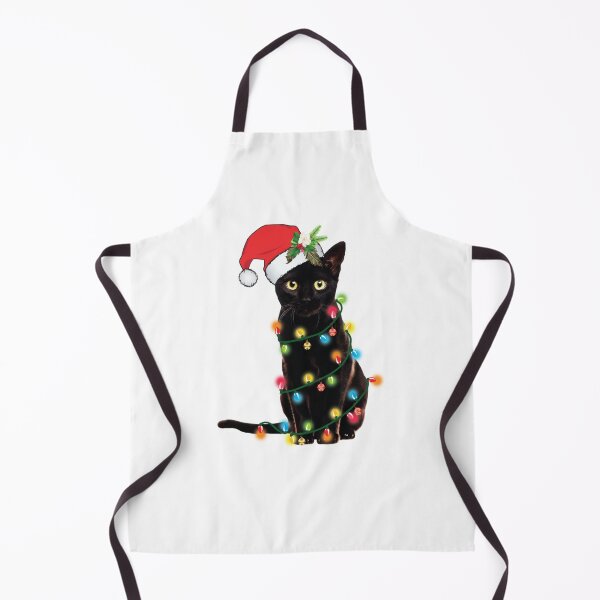 Item preview, Black Cat Christmas Lights Santa Hat Holiday designed and sold by Aniverlia.