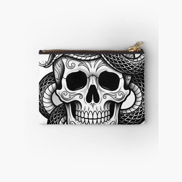 Item preview, Blackwork Serpent Coiled Around a Skull Tattoo Flash designed and sold by IllumeInk.