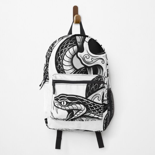 Item preview, Blackwork Serpent Coiled Around a Skull Tattoo Flash designed and sold by IllumeInk.