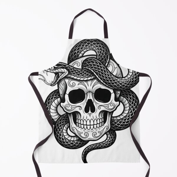 Item preview, Blackwork Serpent Coiled Around a Skull Tattoo Flash designed and sold by IllumeInk.