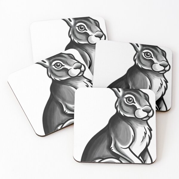 Item preview, Blackwork Moon Gazing Hare Tattoo Flash designed and sold by IllumeInk.