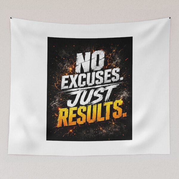 Item preview, NO EXCUSES. JUST RESULTS. Typography design  designed and sold by Bathu Designs.