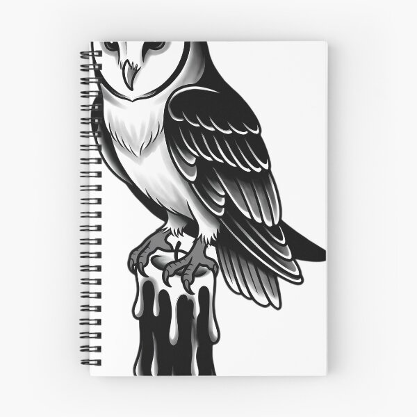 Item preview, Blackwork Barn Owl on a Melting Candle Tattoo Flash designed and sold by IllumeInk.