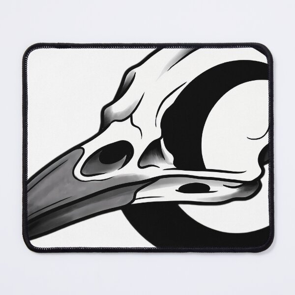 Item preview, Blackwork Crow Skull and Crescent Moon Tattoo Flash designed and sold by IllumeInk.