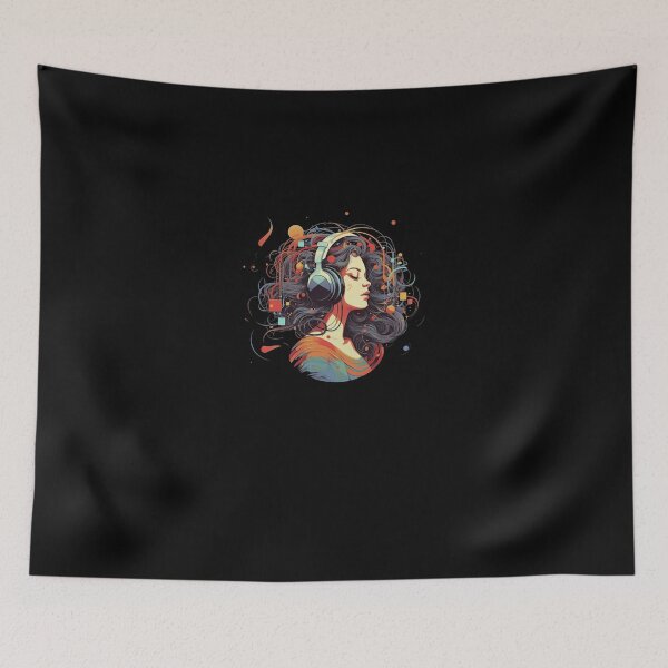Item preview, Artistic Colorful Splash Music Girl Headphones Art designed and sold by levynmarjwa.