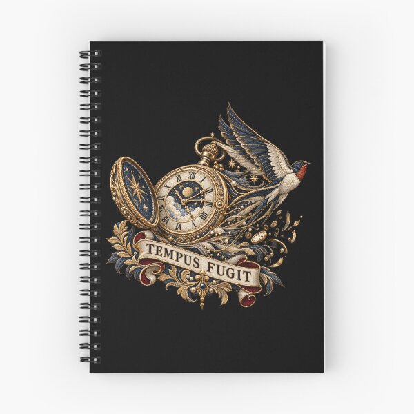 Item preview, Tempus Fugit Time Flies – Embroidered Pocket Watch and Swallow Design designed and sold by Emoji Emblems.