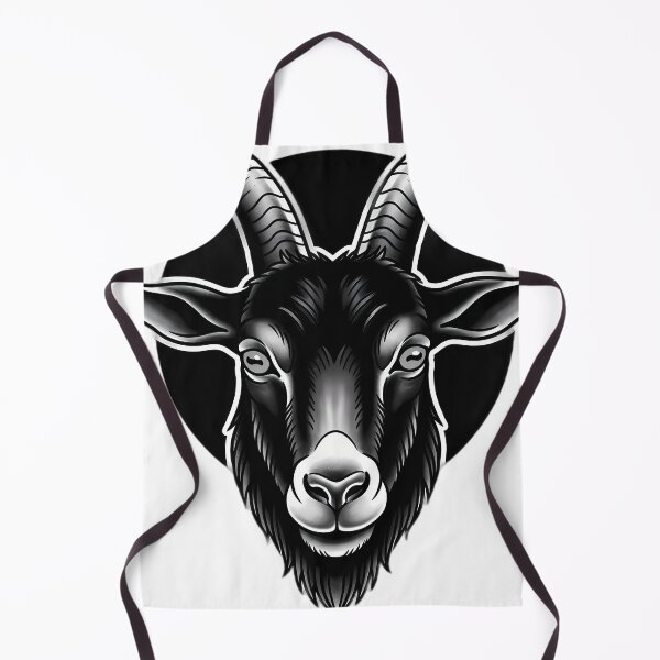 Item preview, Blackwork Black Goat and Full Moon Tattoo Flash designed and sold by IllumeInk.