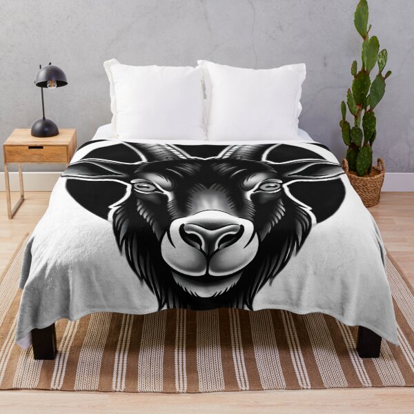 Item preview, Blackwork Black Goat and Full Moon Tattoo Flash designed and sold by IllumeInk.