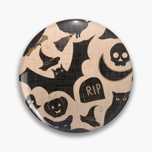 Item preview, Halloween black cats witches ghosts bats pumpkins  skulls - black and beige designed and sold by ahahdodo.